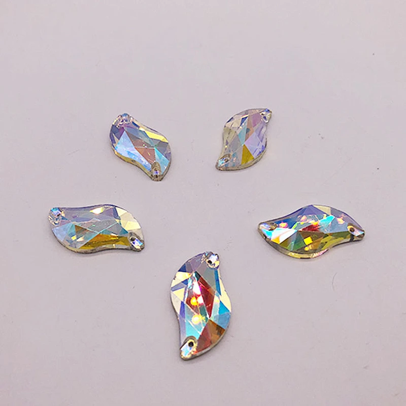 Hot sale Flat back  S shape 21*28mm crystal  sewing  on glass stone for wedding dress
