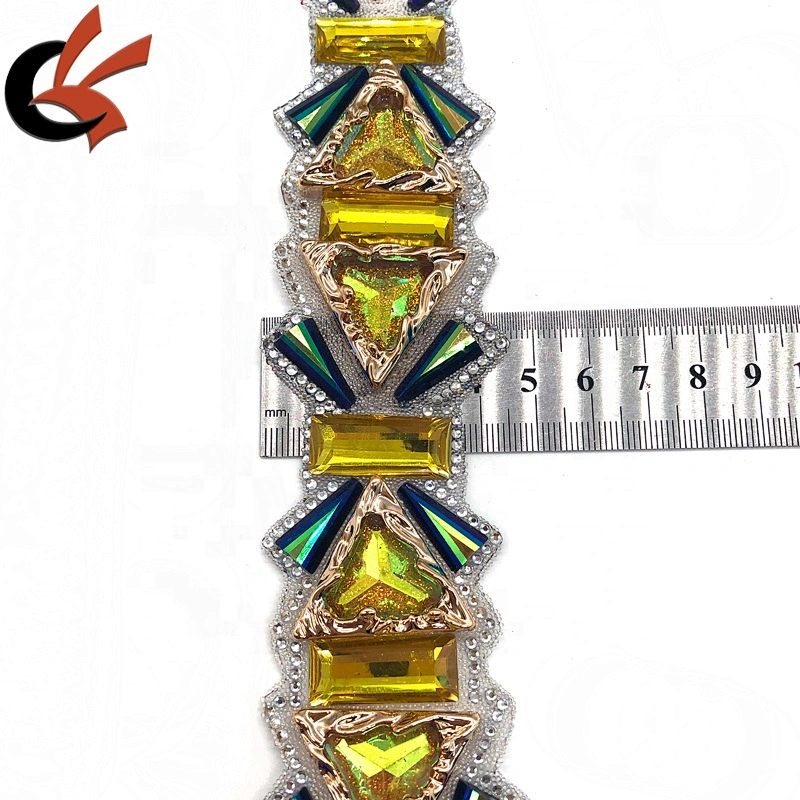 Factory making New style Gold crystal hot fix tape trimming iron on trims
