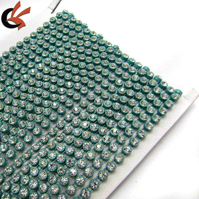 bling bling clear rhinestone blue plastic base wedding decorative rhinestone banding trimming