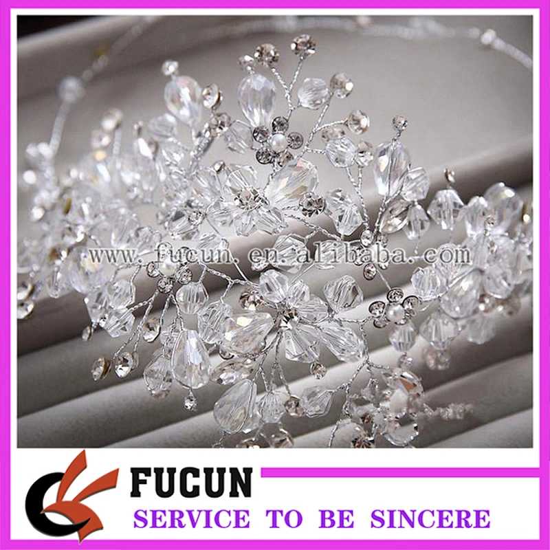 2017 New Fashioned Handmade European Style Bridal Stretch Headwear Crystal Beaded Headband Design