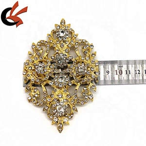 Wholesales Custom Large Metal Gold Jewelry Broches Flower Pin brooches Crystal Rhinestone Brooch