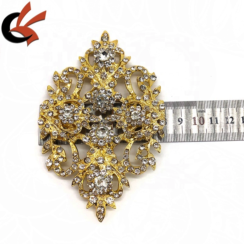 Wholesales Custom Large Metal Gold Jewelry Broches Flower Pin brooches Crystal Rhinestone Brooch