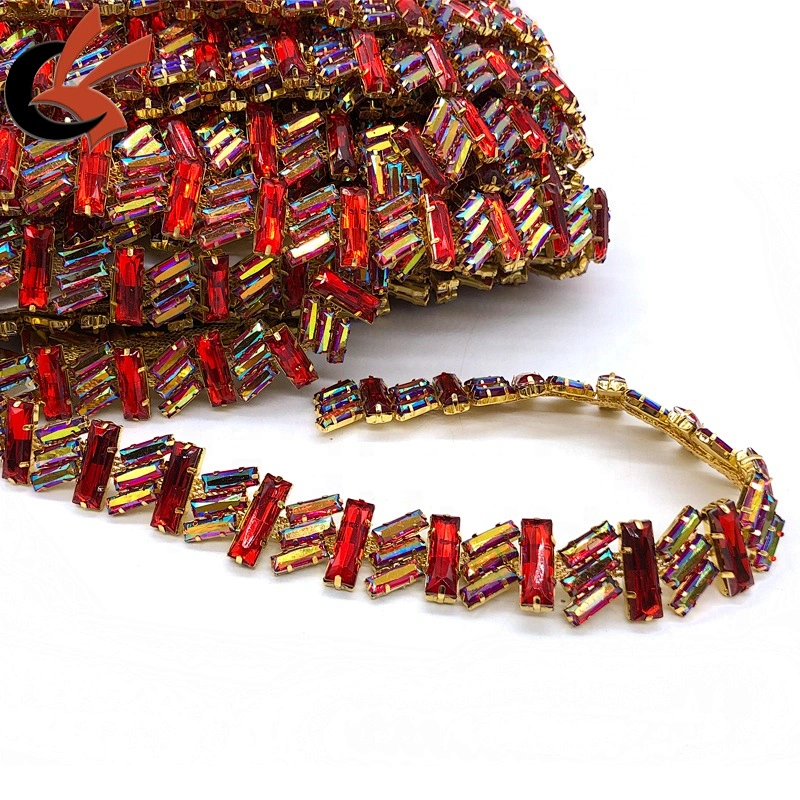New style custom carnival decoration Red AB crystal rhinestone chain trimming