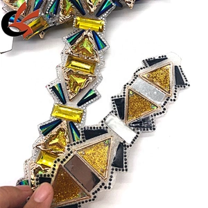 Factory making New style Gold crystal hot fix tape trimming iron on trims