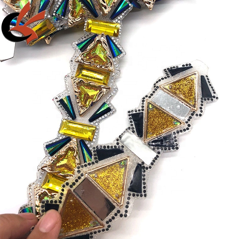 Factory making New style Gold crystal hot fix tape trimming iron on trims