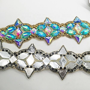 Wholesale hot fix crystal rhinestone trimming adhesive rhinestone tape for garment shoe and bag