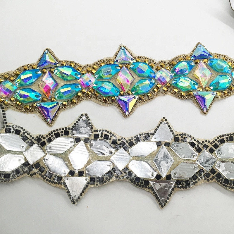 Wholesale hot fix crystal rhinestone trimming adhesive rhinestone tape for garment shoe and bag