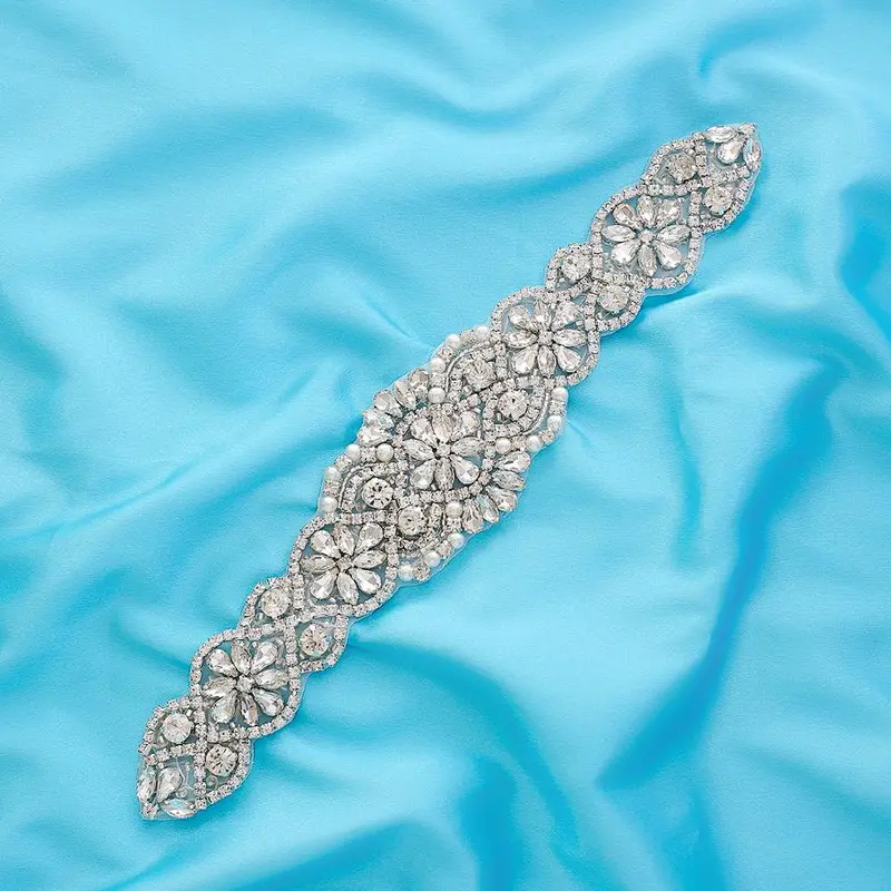 Wholesale bling bridal dress rhinestone crystal wedding sash applique
