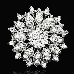 jewelry custom new design bridal rhinestone silver plated brooch