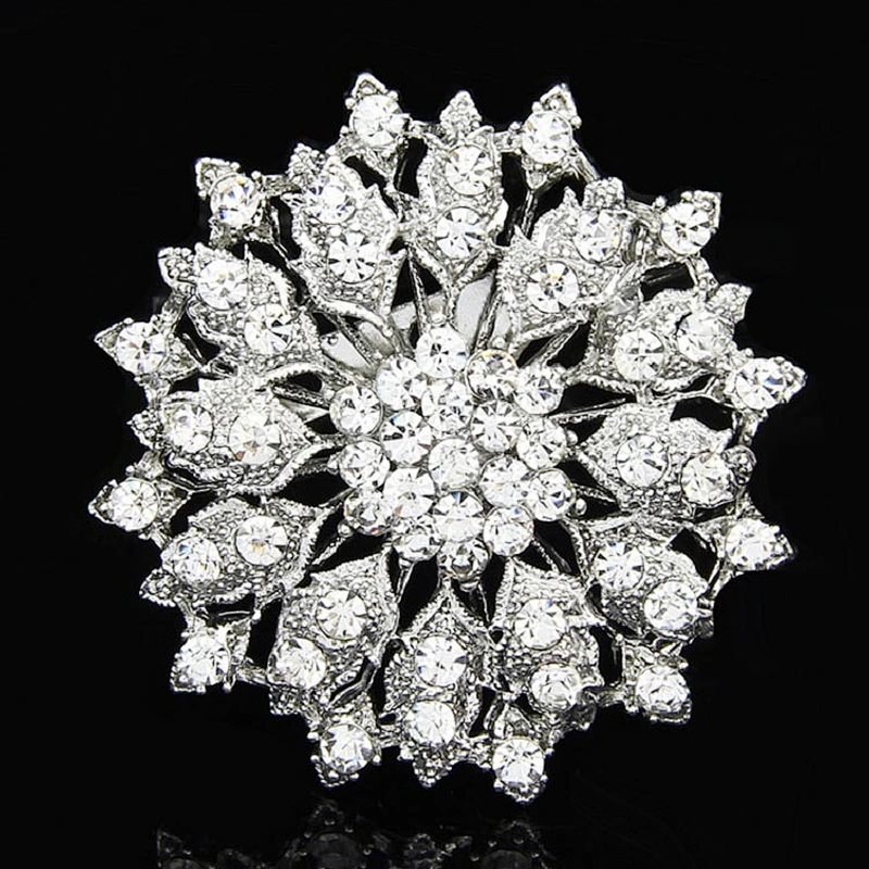 jewelry custom new design bridal rhinestone silver plated brooch