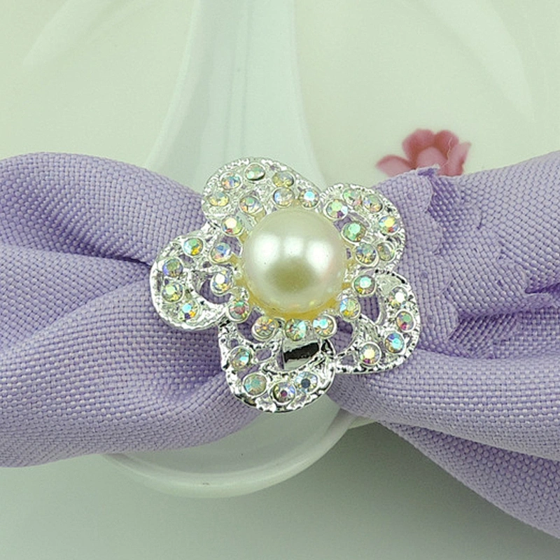 Bluk cheap floral rhinestone napkin ring for hotel and restaurant decoration