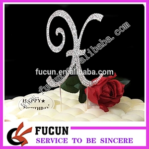 Bling Hot sale high quality W wedding cake toppers for party anniversary