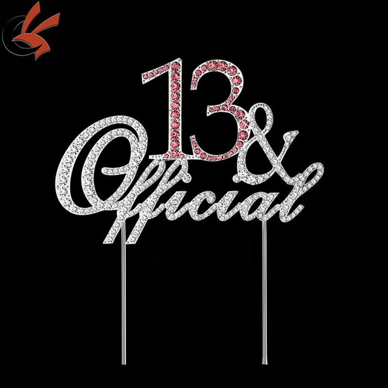 NEW rhinestone 13& Official  Teenager Birthday Cake Topper