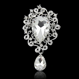 Fashion Modern Elegant Violet Rhinestone Glass Hanging Brooch Women Design