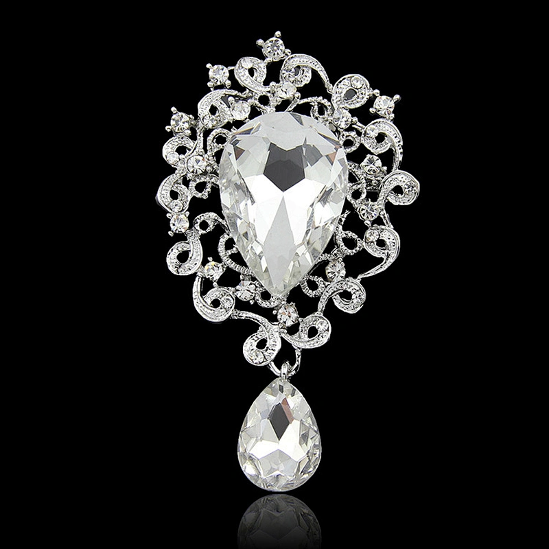 Fashion Modern Elegant Violet Rhinestone Glass Hanging Brooch Women Design