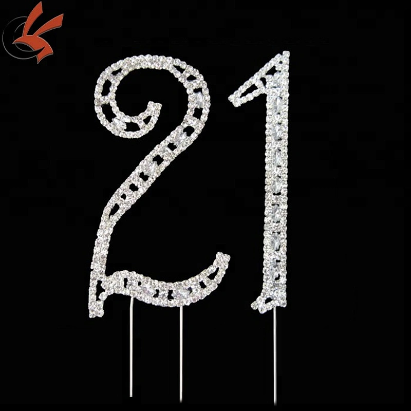 plating silver number 10 rhinestone acrylic cake decorations