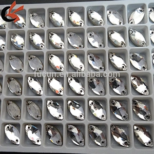 5*10mm 2 hole clear AB navette faceted flatback crystal glass sew on rhinestones