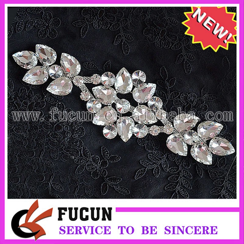 New Silver Crystal Clear Rhinestone Applique Embellishment