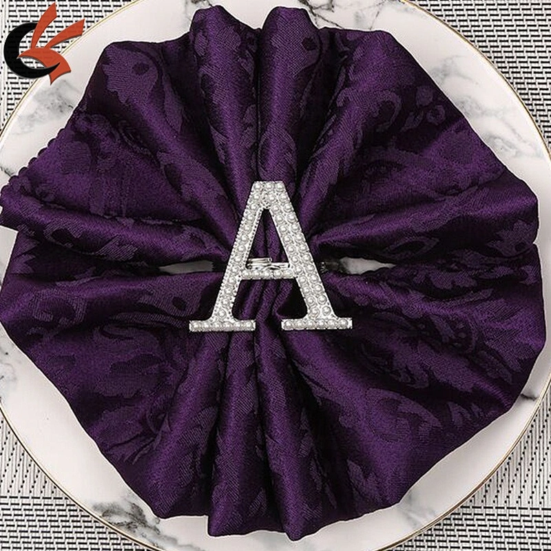 wholesale wedding letter decorative plating silver pearl letter napkin ring