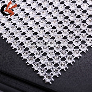 Transparent base Sparkling Real glass crystal rhinestone ribbon mesh