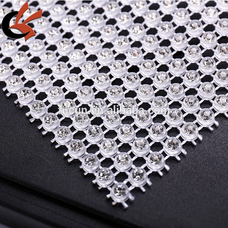 Transparent base Sparkling Real glass crystal rhinestone ribbon mesh