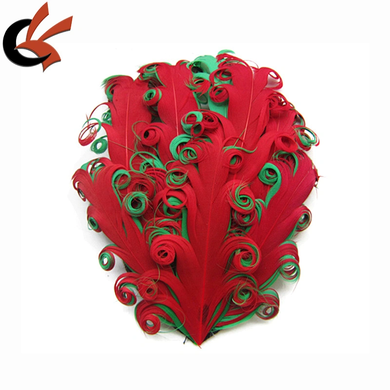 Christmas Green/Red curly goods feather pad for headband