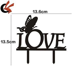 Wedding Love with butterfly decorate Acrylic Cake Topper
