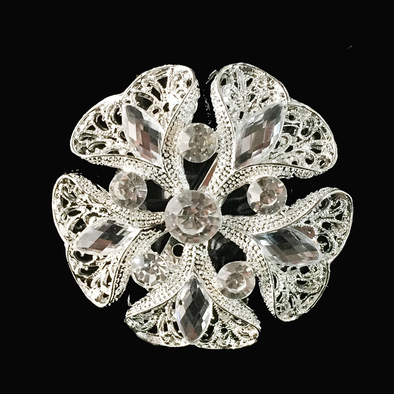 high quality metal and crystal rhinestone women floral brooch/irish channel brooch pins