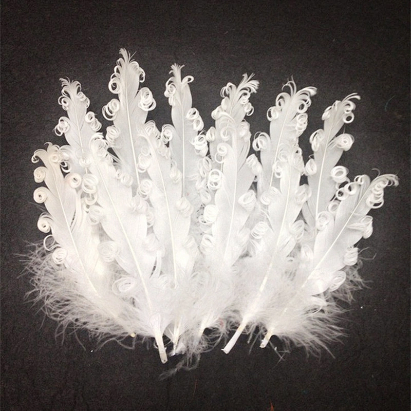 Cheap Bulk 4-6 inches artificial curly white goose feather for decoration