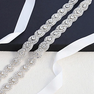 Hot Fix Beaded Rhinestone Bridal Garments Wedding Dress Headband Bridal Strass Sash Applique