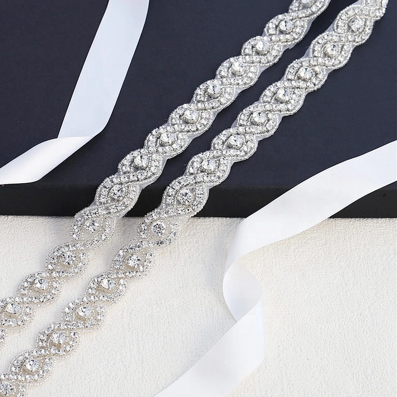 Hot Fix Beaded Rhinestone Bridal Garments Wedding Dress Headband Bridal Strass Sash Applique