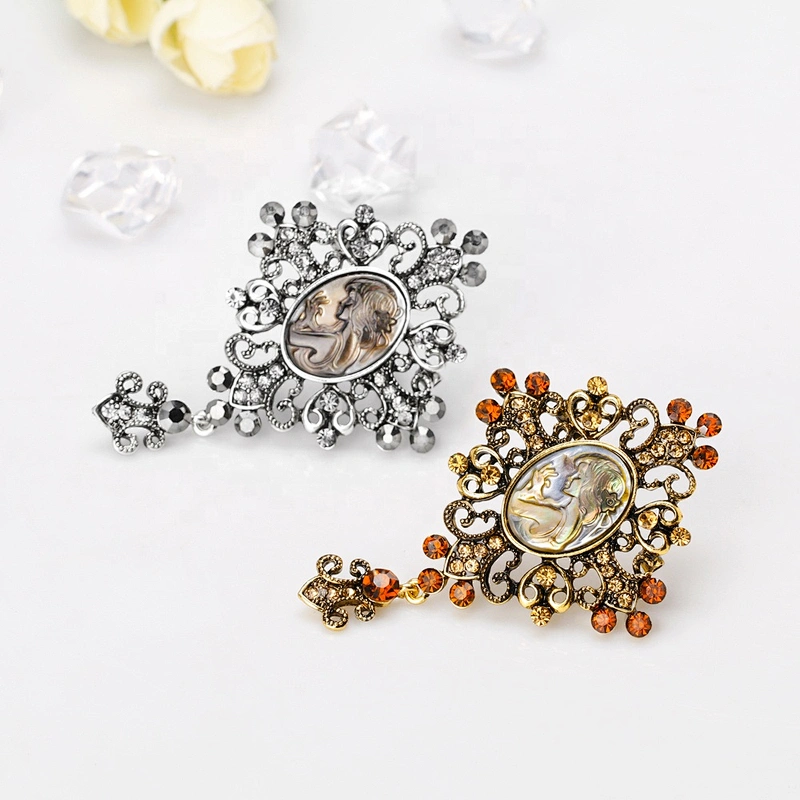 China Wholesale Vintage Style Cameo Lady Brooch Antique Silver Brooch New!!!