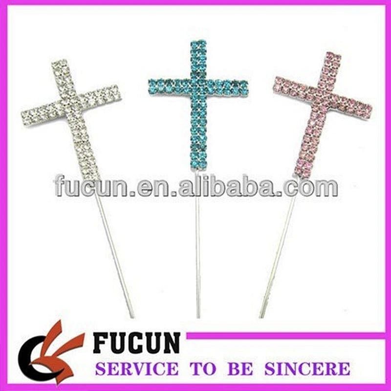 New product crystal cross diamond cake topper for cake decorations wedding favors