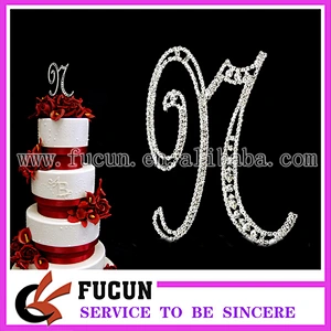 crystal rhinestone monogram letter R cake topper