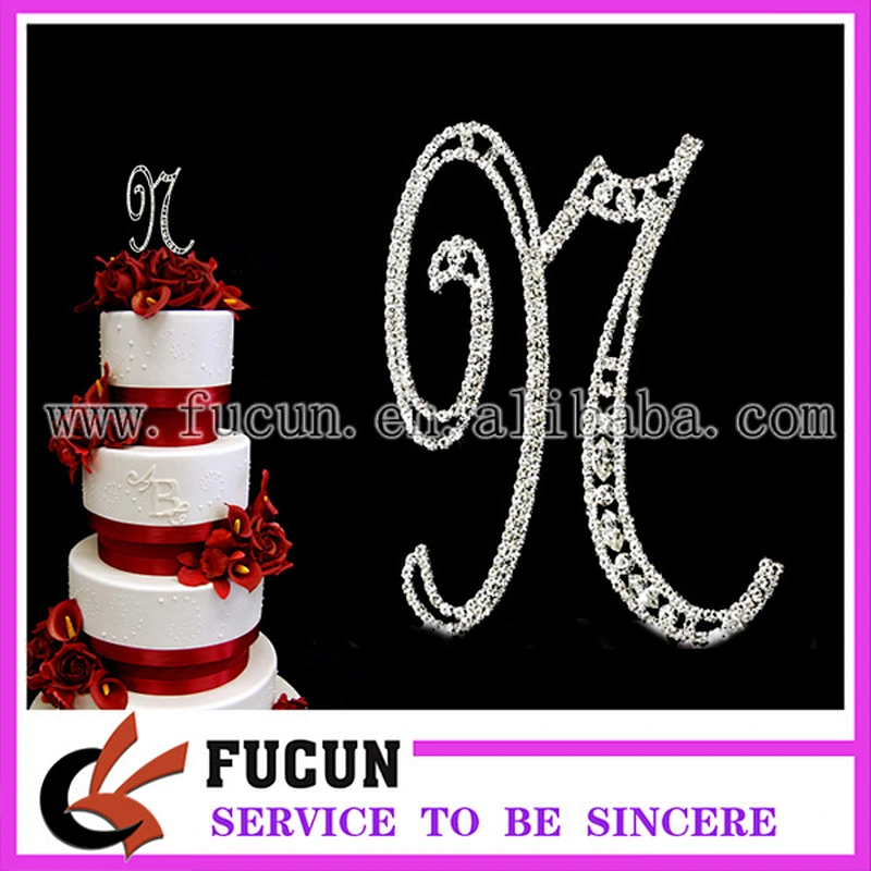 crystal rhinestone monogram letter R cake topper