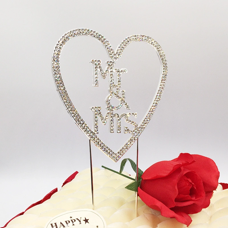 Wedding Event Party Supplier Cake Decorations Heart Shaped Design Mr & Mrs Frozen Wedding Cake Topper