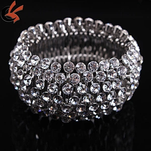 wholesale fashion wide rhinestone bangle elastic crystal rhinestone bracelet