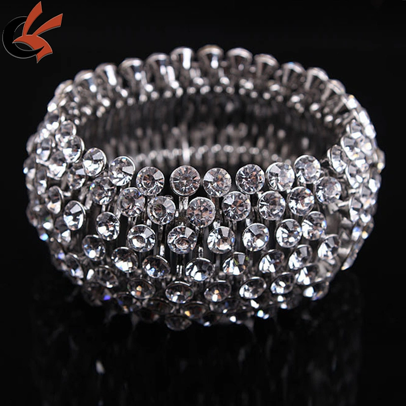 wholesale fashion wide rhinestone bangle elastic crystal rhinestone bracelet