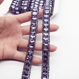Customized factory price  wholesale hot fix trimming iron on rhinestone banding
