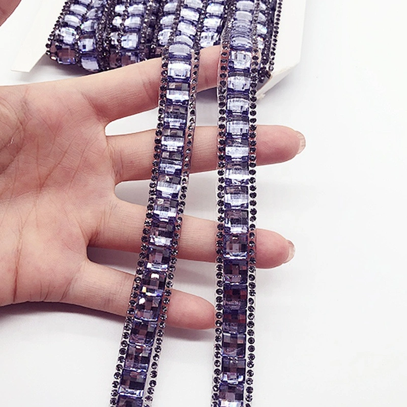 Customized factory price  wholesale hot fix trimming iron on rhinestone banding