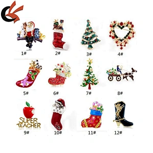 China Wholesale Christmas colorful wreath rhinestone brooch for Christmas decoration
