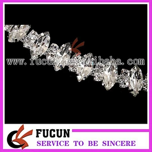 Clear Rhinestone Chain Applique Trim Bridal Dress Sewing Crafts