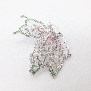 Custom Made Fashion Rhinestone Butterfly Shape Insect Brooches for Girls