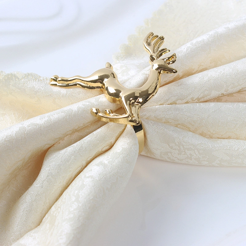 2018 New Customized Christmas Decors Gold Elk Shaped Animal Metal Napkin Ring