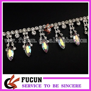 rhinestone crystal pendant trims beaded banding chain