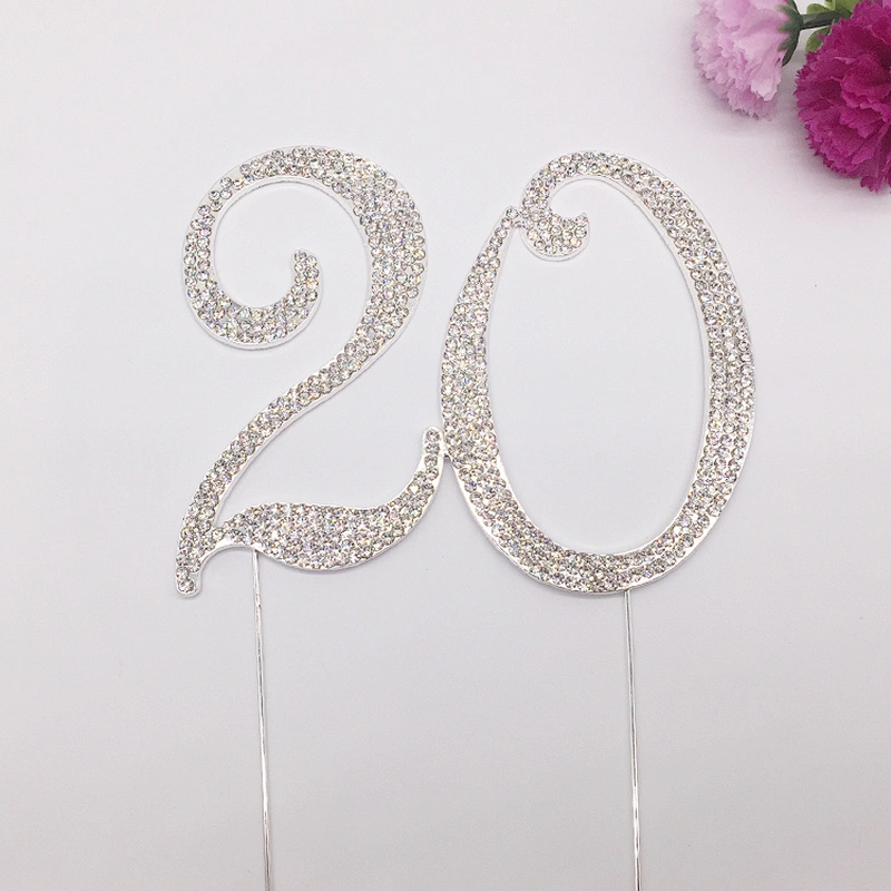 wedding ceremony day rhinestone birthday party decors number 20th cake topper