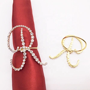 Rhinestone Table Decor Bling Supplies Wholesale Gold Letter R Napkin Ring