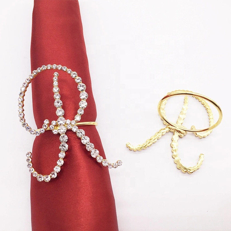 Rhinestone Table Decor Bling Supplies Wholesale Gold Letter R Napkin Ring