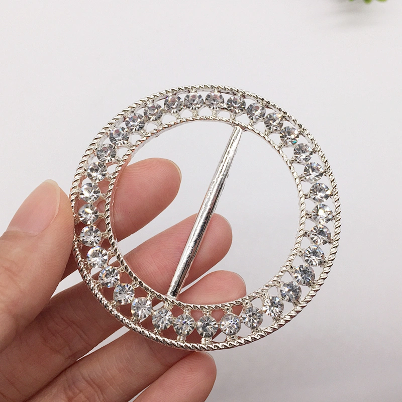 High quality 58mm diamond crystal wedding chair brooch sash rhinestone ribbon buckle