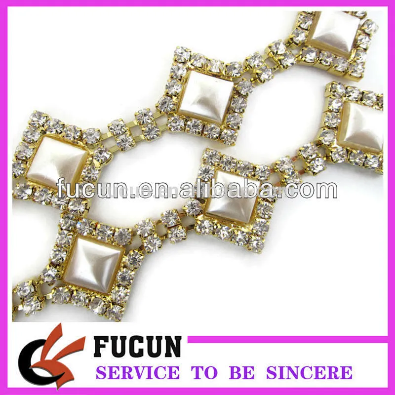 rhinestone flower trimming chain banding decorations for wedding dresses wholesale
